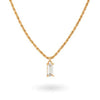 24Kae Twisted Chain Solitaire Pedant Necklace, Gold