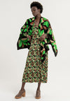 Surkana Wool Blend Petal Print Poncho, Green