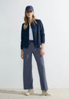 Cecil Wide Leg Loose Fit Jacquard Trouser, Casual Denim Blue