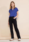 Street One V-Split Neck Viscose Blouse, Intense Royal Blue