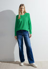 Cecil Ottoman Ribbed Top, Celery Green