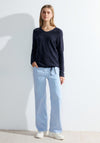 Cecil Drawstring Hemline Structured Knit Sweater, Universal Blue