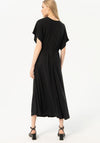 Surkana Bat Wing Sleeves Linen Midi Dress, Black