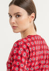 Surkana Floral Print V-Neckline Top, Red