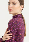 Surkana Turtleneck Abstract Print Top, Plum