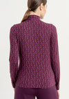 Surkana Turtleneck Abstract Print Top, Plum