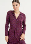 Surkana Abstract Print Shirt Style Midi Dress, Plum