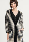 Surkana Striped Pattern Long Chunky Cardigan, Black & White