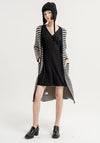 Surkana Striped Pattern Long Chunky Cardigan, Black & White