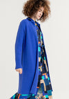 Surkana Lapel Collar Knee Length Knit Coat, Royal Blue