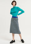 Surkana Abstract Print Fine Knit A-line Midi Skirt, Blue