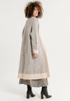 Surkana Herringbone Open Long Knit Cardigan, Grey