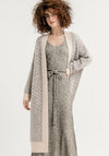 Surkana Herringbone Open Long Knit Cardigan, Grey