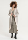 Surkana Herringbone Open Long Knit Cardigan, Grey