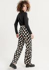 Surkana Houndstooth Print Wide Leg Trouser, Black & Beige