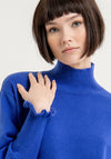 Surkana Frill Cuffed Sleeves High Neck Sweater, Royal Blue