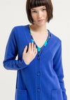 Surkana Button Up Long Knit Cardigan, Royal Blue