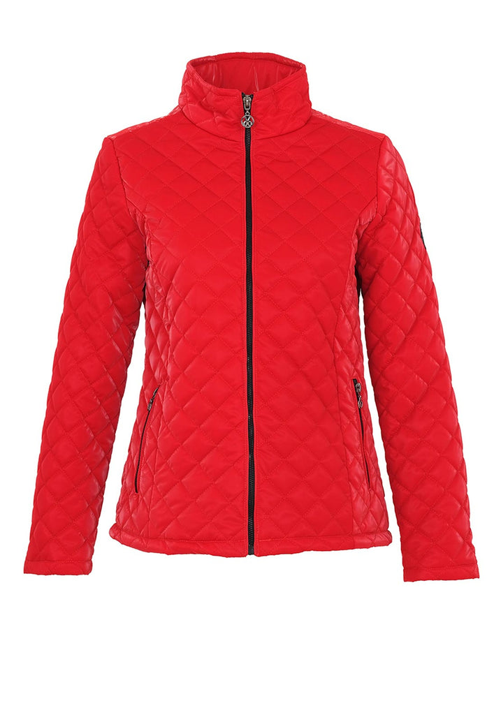 Dolcezza High Shine Quilted Coat Red McElhinneys