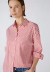 Oui Cotton Blend Striped Shirt, Red & White