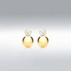 9 Carat Gold CZ Ball Drop Earrings, Yellow Gold