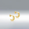 9 Carat Gold Double Half Hoop Earrings, Gold