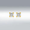 9 Carat Gold White CZ Stud Earrings, Yellow Gold