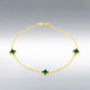 9 Carat Gold Malachite Petals Bracelet, Yellow Gold