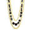 Absolute Black Bead & Pearl Necklace Set, Gold