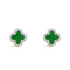 Absolute Emerald Petal Stud Earrings, Gold