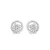 Absolute Half CZ Halo Stud Earrings, Silver