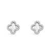 Absolute Pearl Petal Stud Earrings, Silver