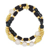 Absolute Set of Two Beaded Bracelets, Gold & Black