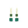 Absolute Green Square Bead Drop Earrings, Gold