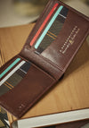 Barbour Colwell Leather Billfold Wallet, Brown & Classic Tartan