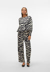 Vero Moda Ingrid Zebra Print Peplum Top, Black & White