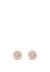 Absolute Disc & Stone Stud Earrings, Rose Gold & Pink