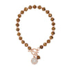 Absolute CZ Ball Beaded T-Bar Bracelet, Rose Gold & Brown