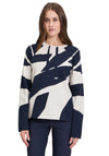 Betty Barclay Geometric Print Jumper, Navy and Cream