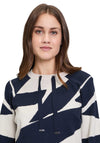 Betty Barclay Geometric Print Jumper, Navy and Cream