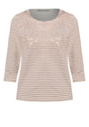 Bianca Dini Striped Metallic Detail Top, Beige