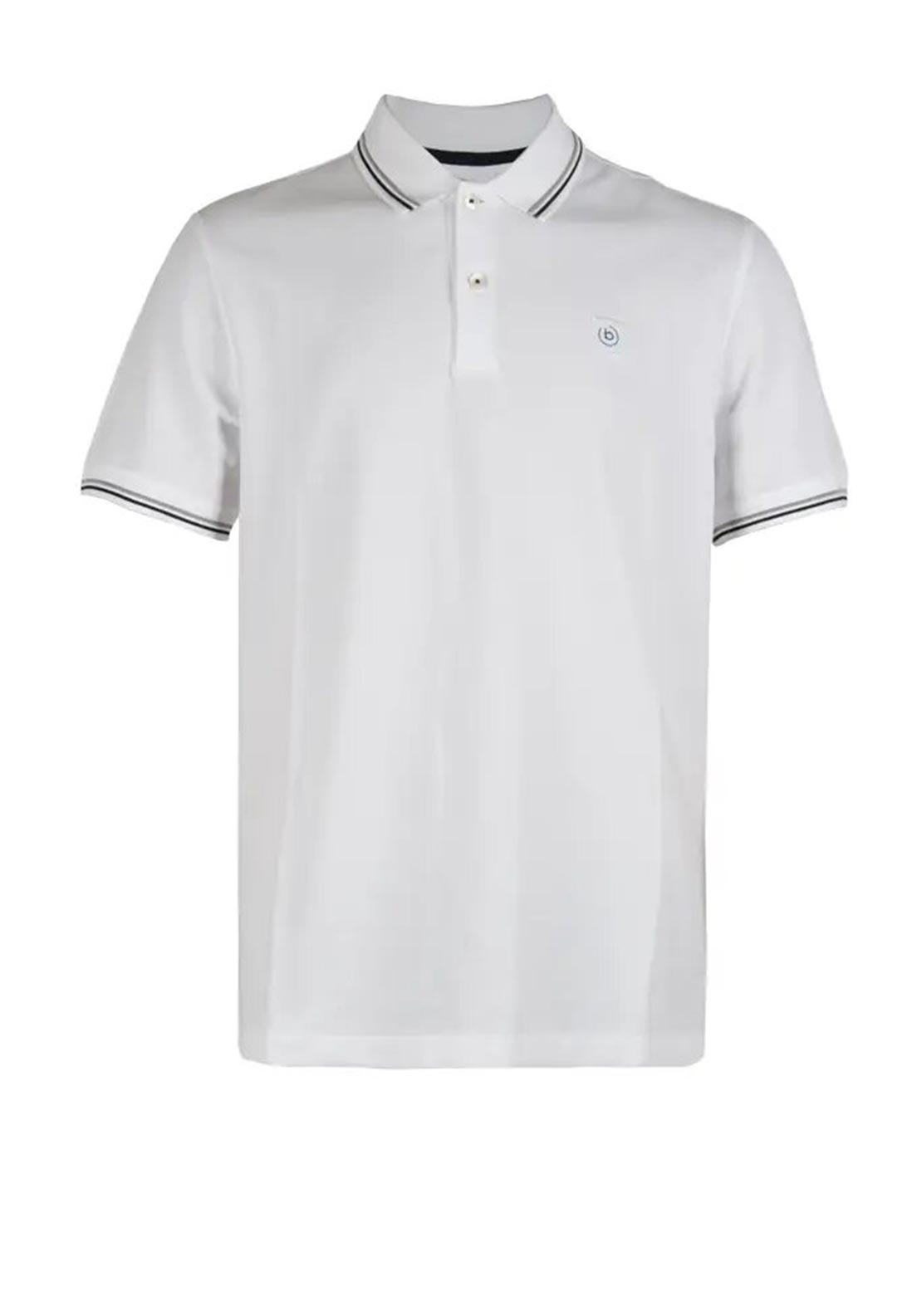 Bugatti Stripe Collar Polo Shirt, White - McElhinneys