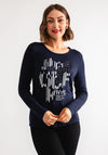 Barbara Lebek Graphic Print Long Sleeve Top, Navy