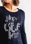 Barbara Lebek Graphic Print Long Sleeve Top, Navy