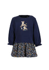 Blue Seven Baby Girl Floral Sweater Dress, Navy