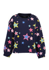 Blue Seven Girl Star Print Long Sleeve Sweater, Navy