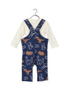 Blue Seven Baby Boy Dino Dungaree Set, Navy