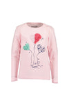 Blue Seven Mini Girl Heart Balloons Long Sleeve Top, Pink