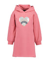 Blue Seven Mini Girl Heart Hooded Sweater Dress, Pink