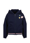 Blue Seven Mini Girl Star Long Sleeve Hooded Jacket, Navy