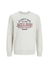 Jack & Jones Mini Boy Logo Long Sleeve Sweater, White Melange